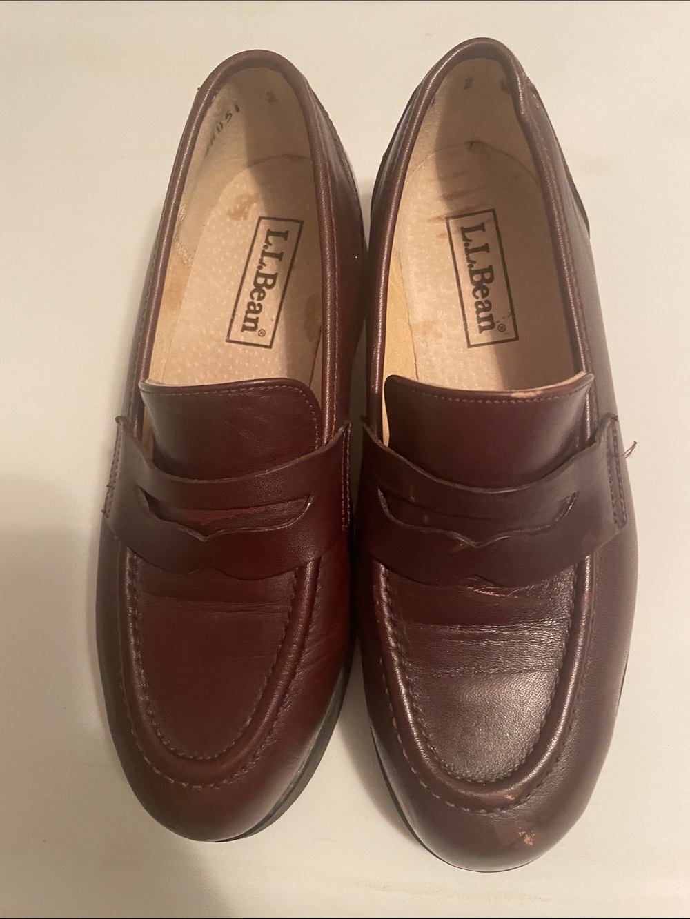 L.L. Bean boys Dark Brown Leather Penny Loafers